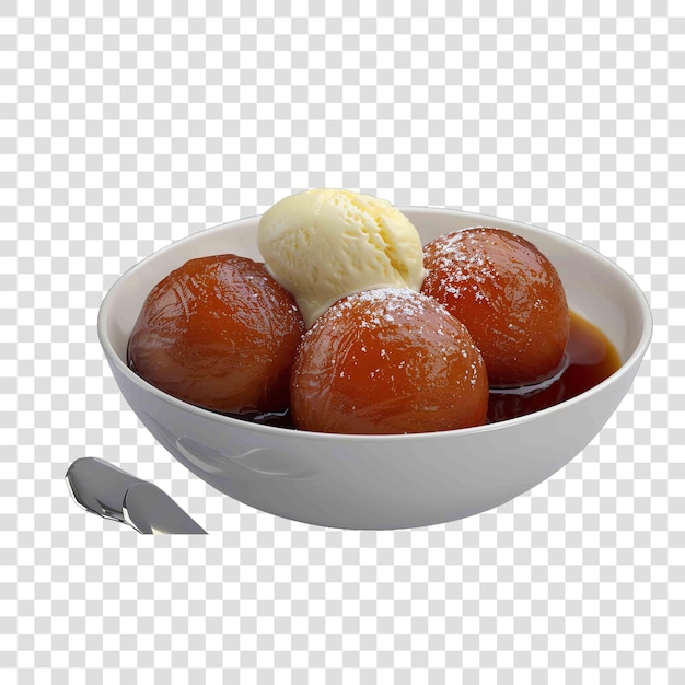 Gulab jamun with vanilla ice cream hinduon transparent background