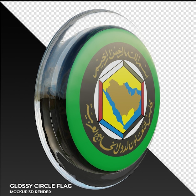 Gulf Cooperation Council0003 Realistic 3d textured glossy circle flag