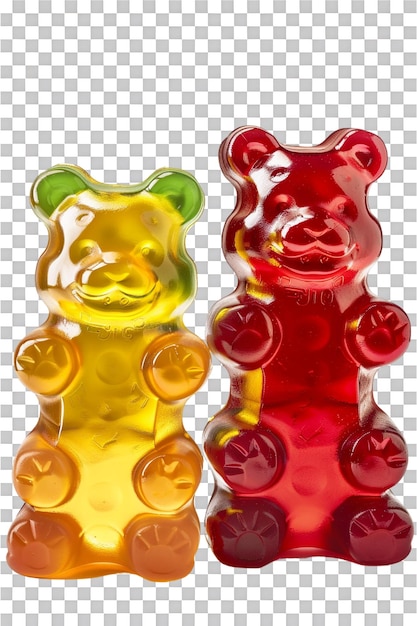 PSD gummy bear set alone on transparent background