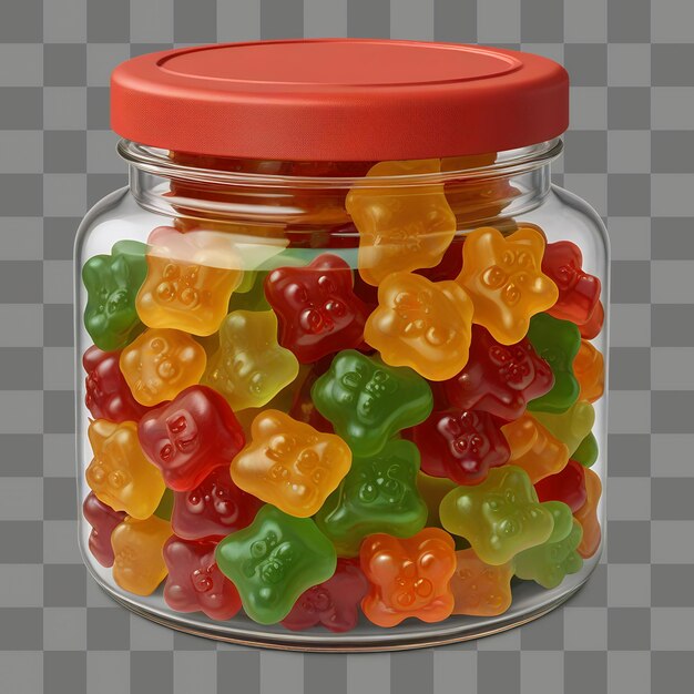 PSD a gummy bears jar isolated on transparent background