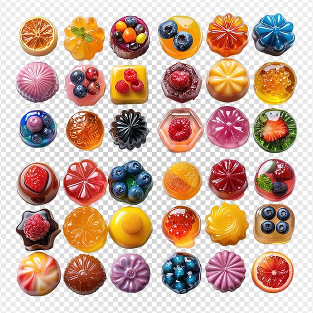 PSD gummy candy collection isolated on transparent background generative ai