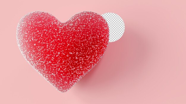 PSD gummy heart on a pink background 3d render illustration