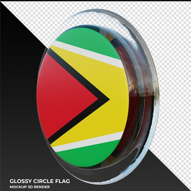 Guyana0002 Realistic 3d textured glossy circle flag