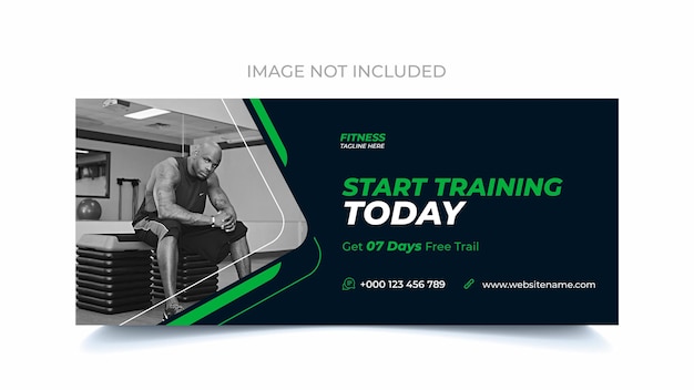 Gym fitness banner design or social media cover template