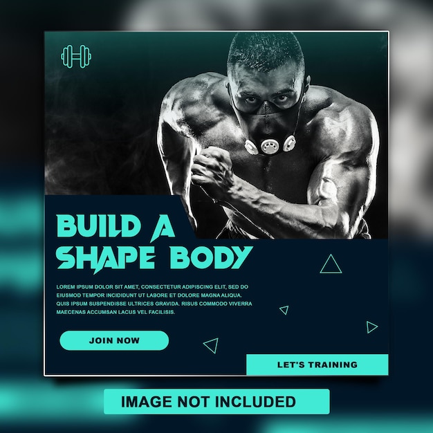 Gym fitness banner and social media post template