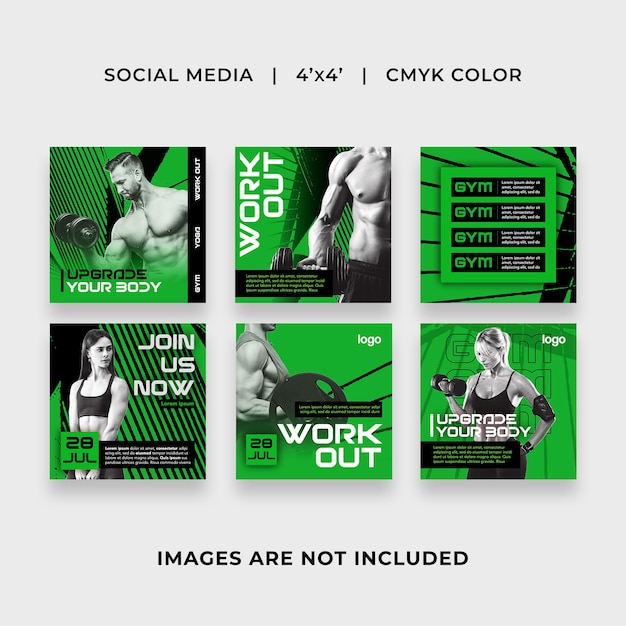 PSD gym fitness center social media post templates