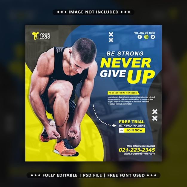 Gym and Fitness Flyer Social Media Post Banner Template