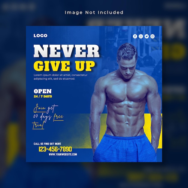 Gym and fitness instagram banner or social media post template