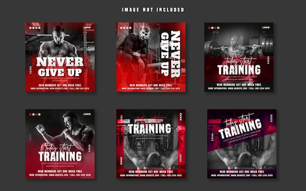 Gym and fitness Instagram posts collection templates