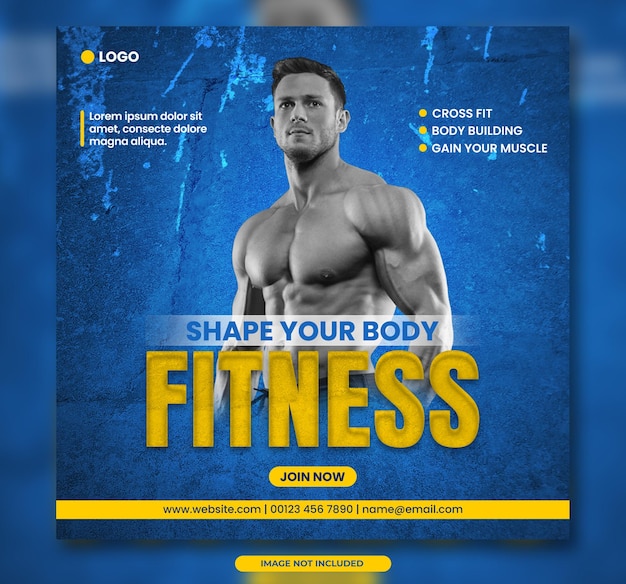 Gym and fitness promotional Instagram banner or social media post banner template