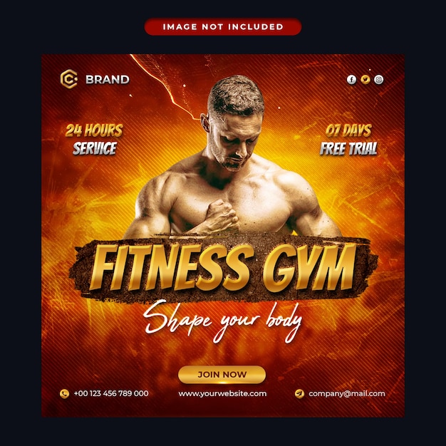 Gym and fitness promotional instagram banner or social media post template