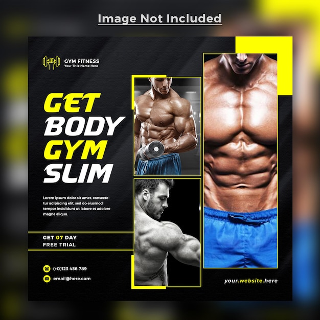 Gym and fitness promotional instagram banner or social media post template