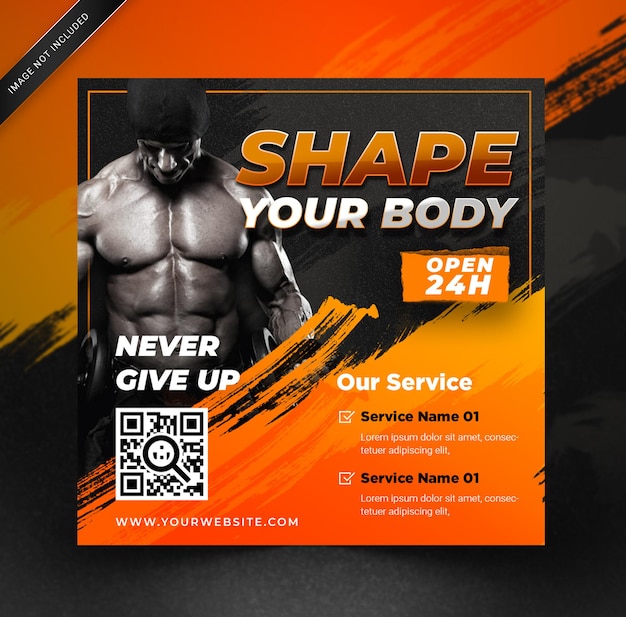 Gym fitness social media banner template psd template