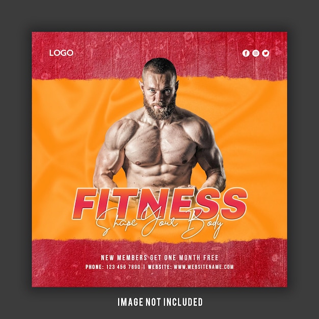 Gym and fitness social media banner template Psd