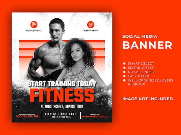 Gym and fitness social media banner template