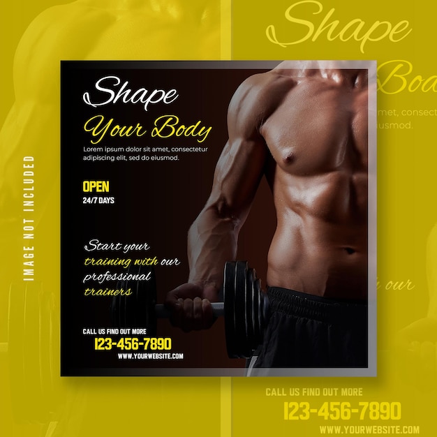 Gym fitness social media banner template