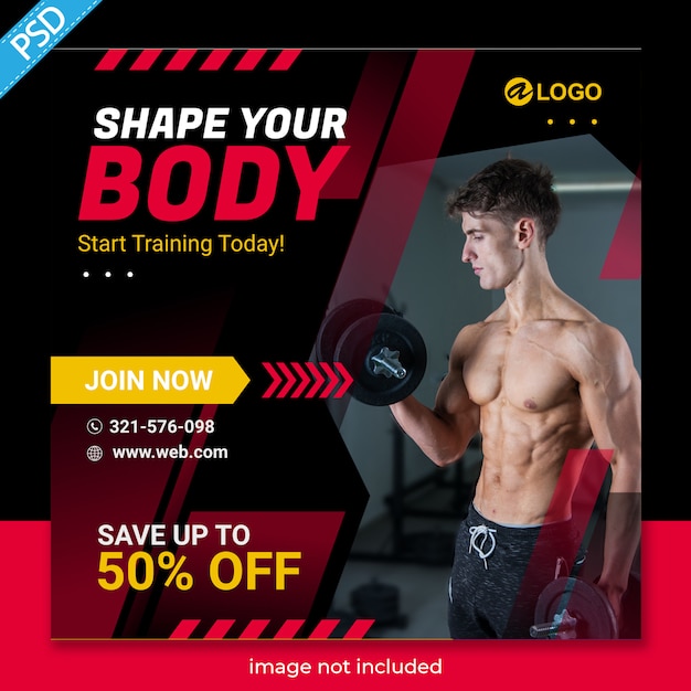 Gym fitness for social media instagram post banner template Premium