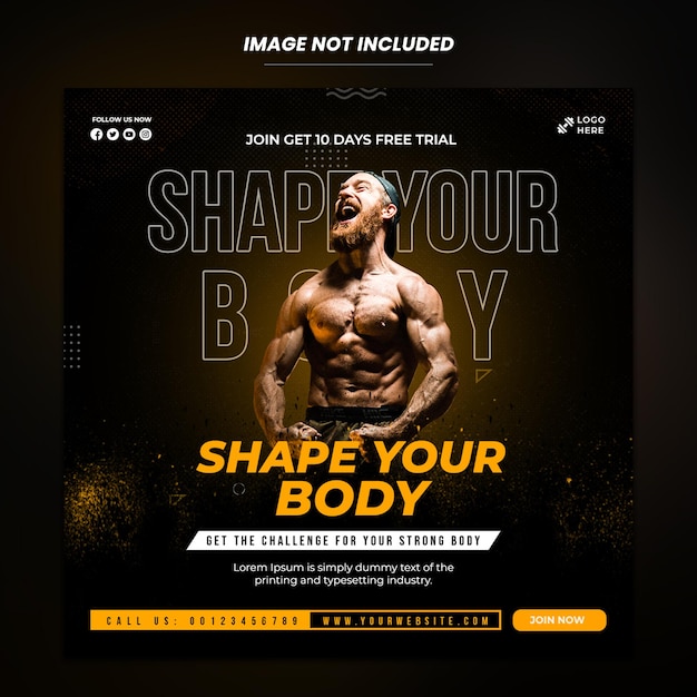 Gym fitness social media and Instagram post template