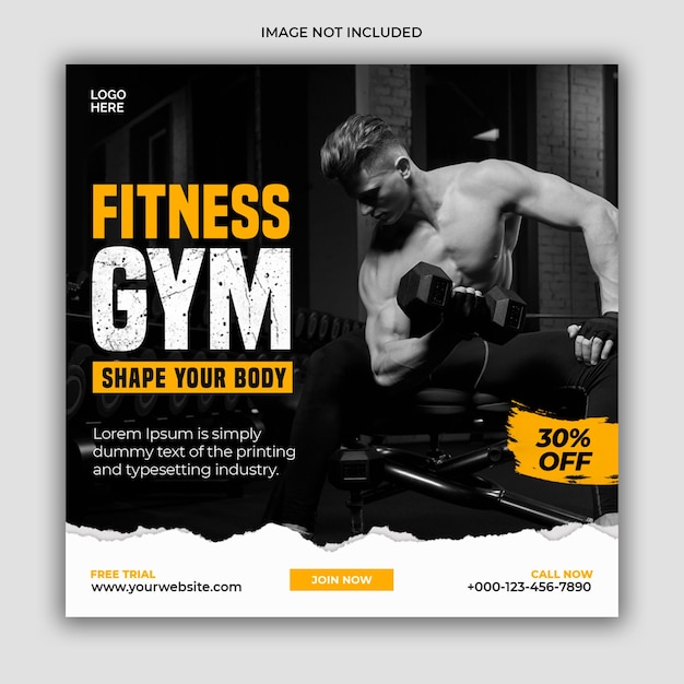 Gym fitness social media post banner template