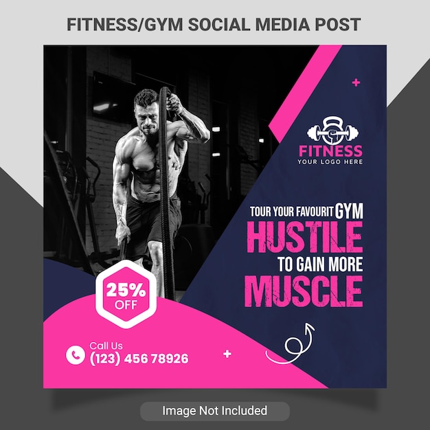 PSD gym fitness social media post banner template