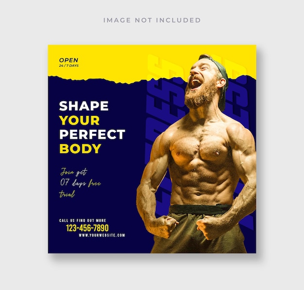 Gym and fitness social media post banner template