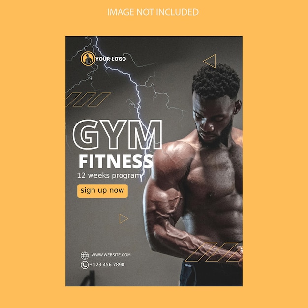 PSD gym fitness social media post and instagram fitness banner