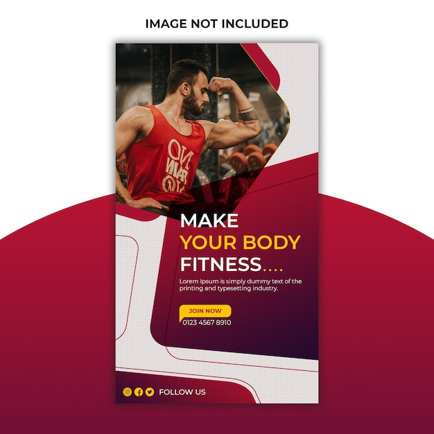 Gym and fitness social media post and instagram stories template