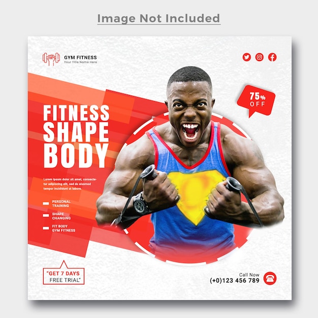 Gym fitness social media post template