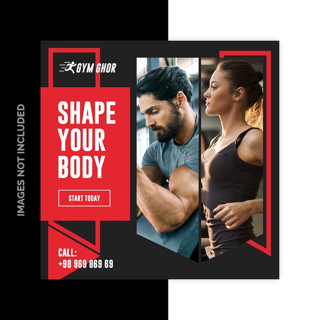 Gym fitness social media web banners