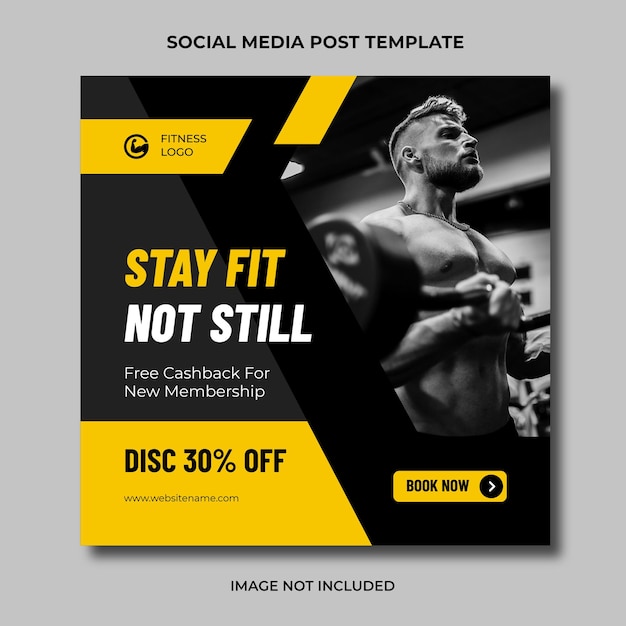 Gym fitness workout media social instagram post editable template