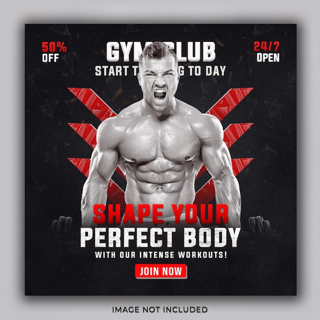 Gym health fitness social media post template