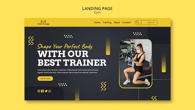 Gym landing page design template