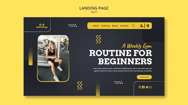 Gym landing page design template