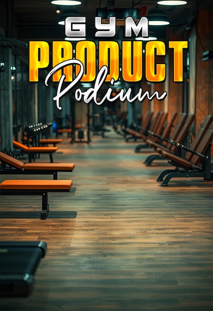 PSD gym product podium display for poster background