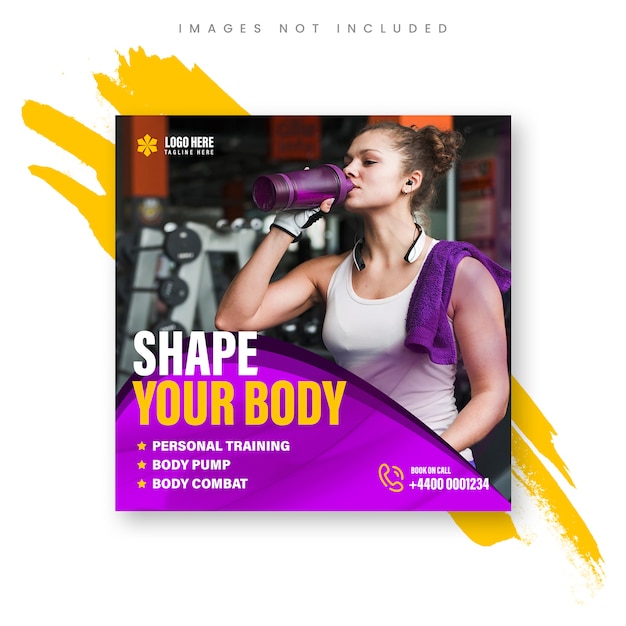 Gym promotion, square size for Instagram post ad