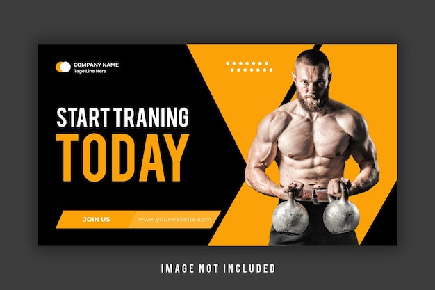 Gym social media post or website banner, fitness post, workout, gym poster design premium psd