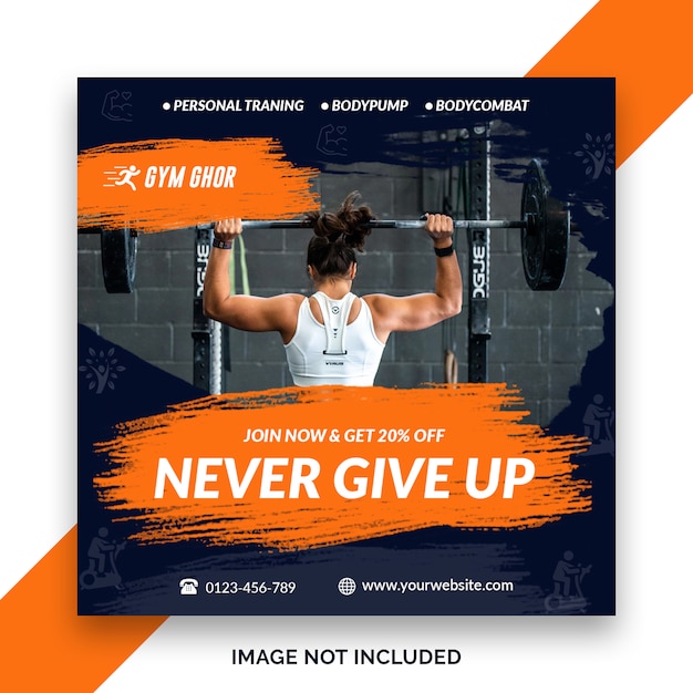 Gym square banner template