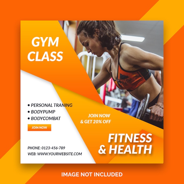 Gym square banner template