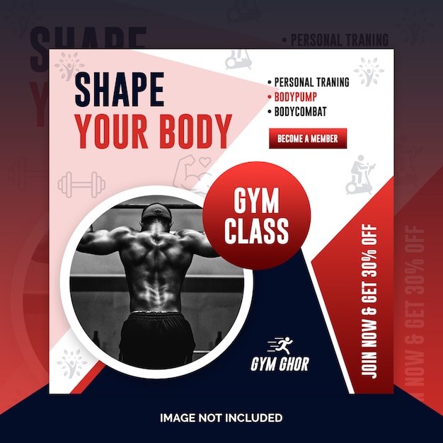 Gym square banner template