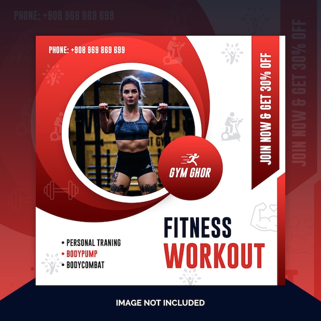 Gym square banner template