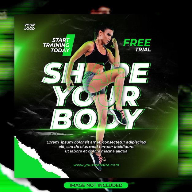 Gym training green flyer social media post template