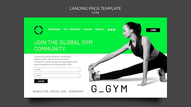 PSD gym training landing page