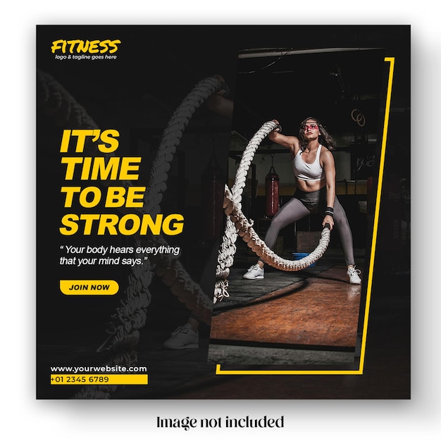 Gym training square flyer template