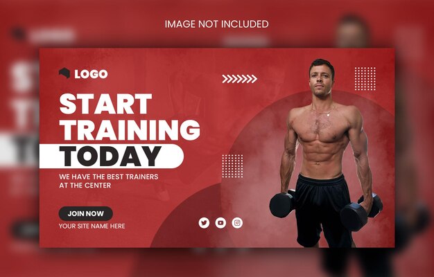 PSD gym workout  fitness social media banner template