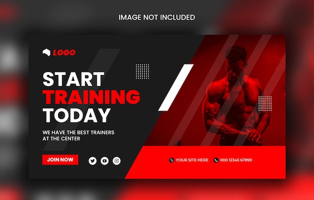 PSD gym workout  fitness social media banner template