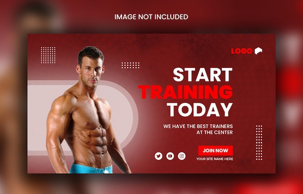 PSD gym workout  fitness social media banner template