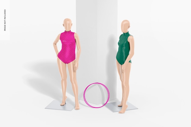 PSD gymnastics leotard mockup perspective