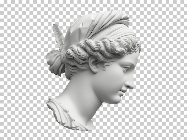 PSD gypsum copy of ancient statue venus head isolated on transparent background png psd