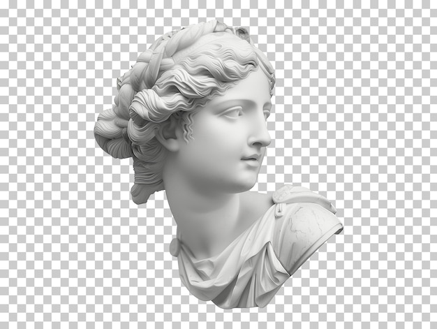 PSD gypsum copy of ancient statue venus head isolated on transparent background png psd