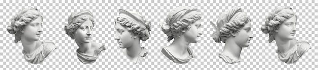 PSD gypsum copy of ancient statue venus head isolated on transparent background png psd